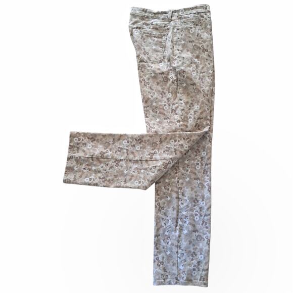 GLORIA VANDERBILT Beige Floral Jeans Size 12 Amanda Stretch Straight Leg Cottage - Picture 6 of 9
